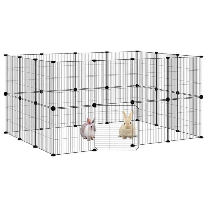 Cușcă animale de companie cu ușă 28 panouri negru 35x35 cm oțel - WALTI WALTI