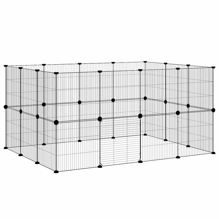 Cușcă animale de companie cu ușă 28 panouri negru 35x35 cm oțel - WALTI WALTI