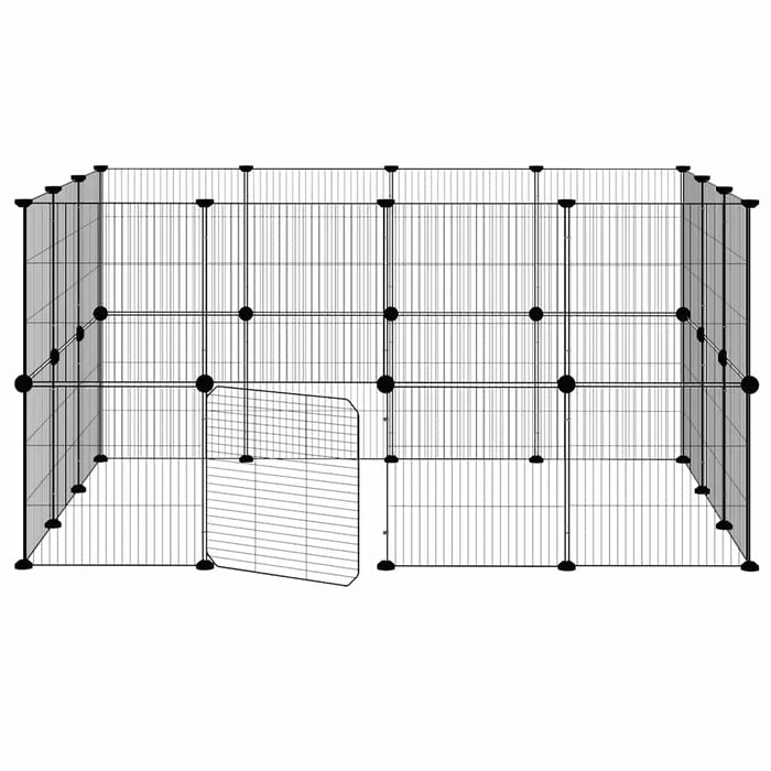 Cușcă animale de companie cu ușă 28 panouri negru 35x35 cm oțel - WALTI WALTI
