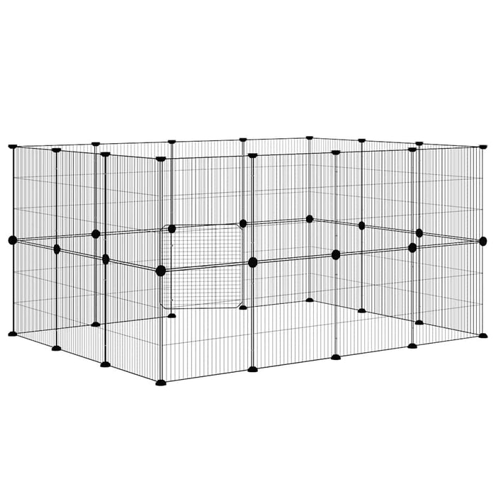 Cușcă animale de companie cu ușă 28 panouri negru 35x35 cm oțel - WALTI WALTI