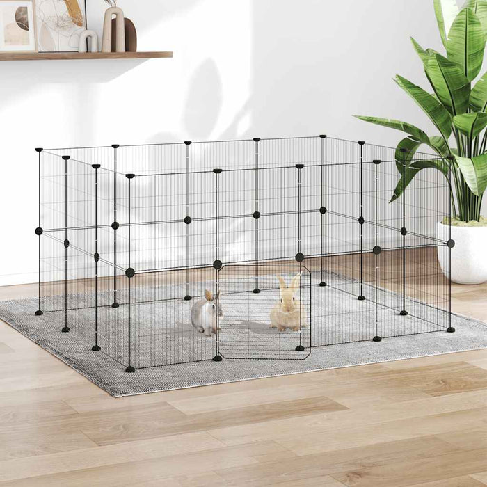 Cușcă animale de companie cu ușă 28 panouri negru 35x35 cm oțel - WALTI WALTI