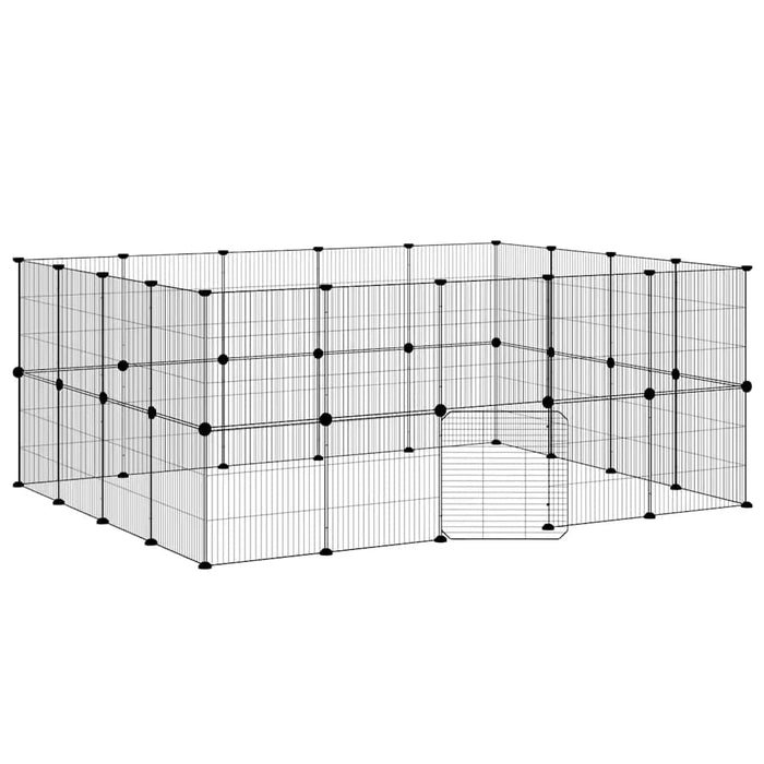 Cușcă animale de companie cu ușă 36 panouri negru 35x35 cm oțel - WALTI WALTI