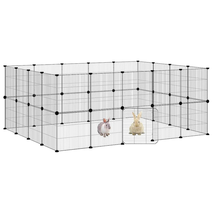 Cușcă animale de companie cu ușă 36 panouri negru 35x35 cm oțel - WALTI WALTI