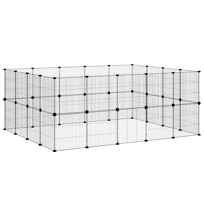 Cușcă animale de companie cu ușă 36 panouri negru 35x35 cm oțel - WALTI WALTI