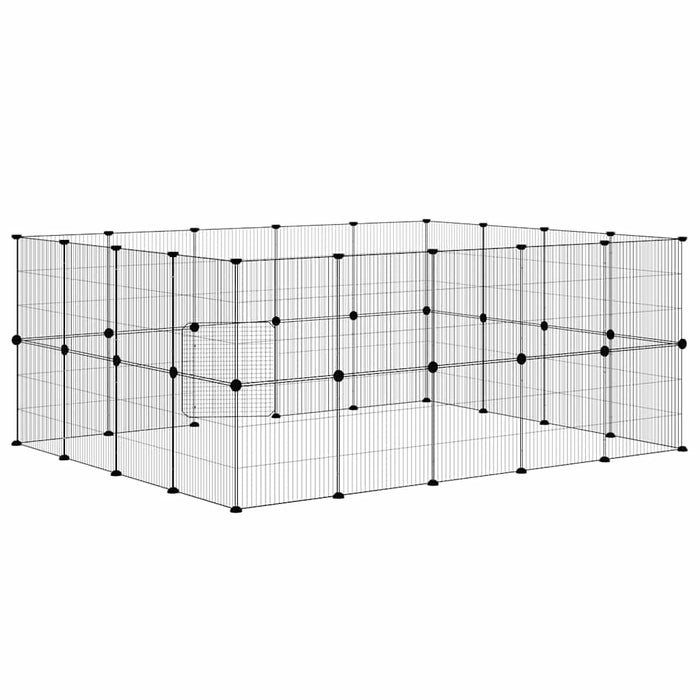 Cușcă animale de companie cu ușă 36 panouri negru 35x35 cm oțel - WALTI WALTI