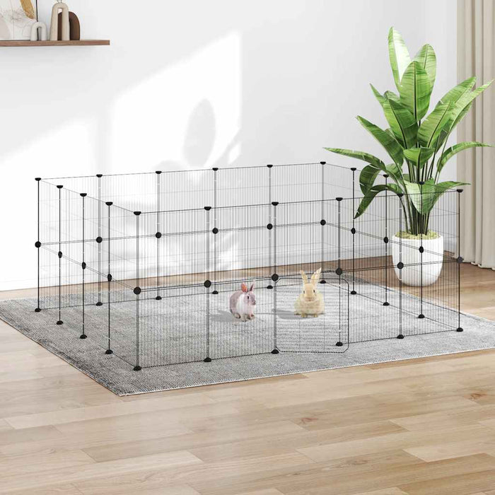 Cușcă animale de companie cu ușă 36 panouri negru 35x35 cm oțel - WALTI WALTI
