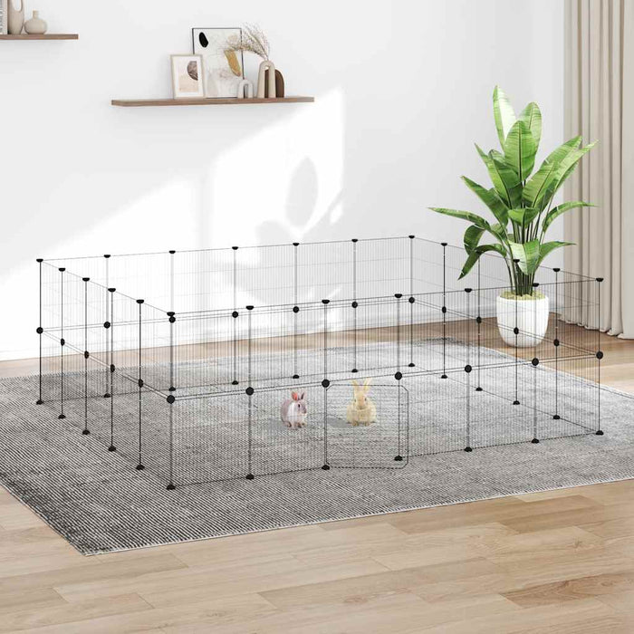 Cușcă animale de companie cu ușă 44 panouri negru 35x35 cm oțel - WALTI WALTI