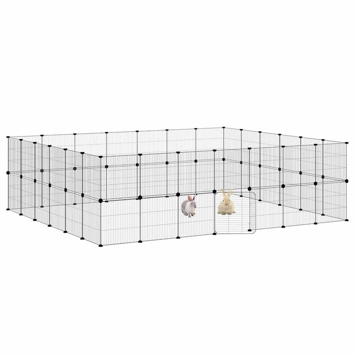 Cușcă animale de companie cu ușă 52 panouri negru 35x35 cm oțel - WALTI WALTI