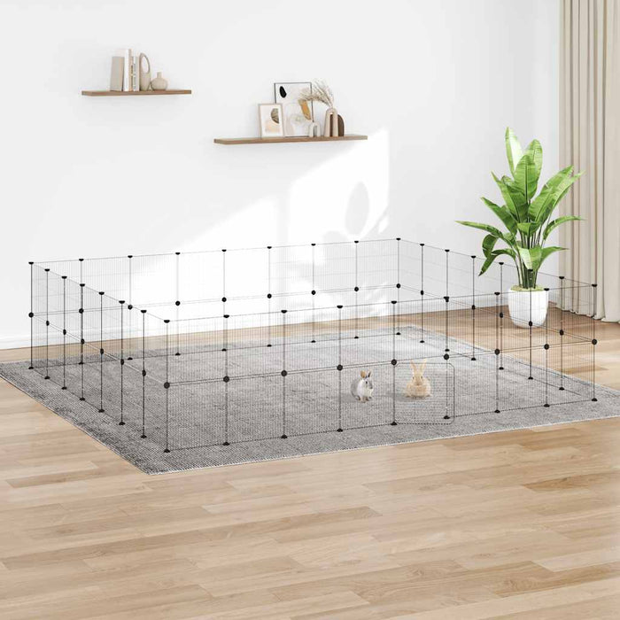 Cușcă animale de companie cu ușă 60 panouri negru 35x35 cm oțel - WALTI WALTI
