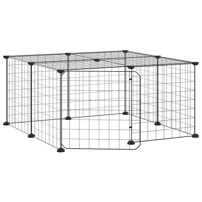 Cușcă animale de companie cu ușă 12 panouri negru 35x35 cm oțel - WALTI WALTI