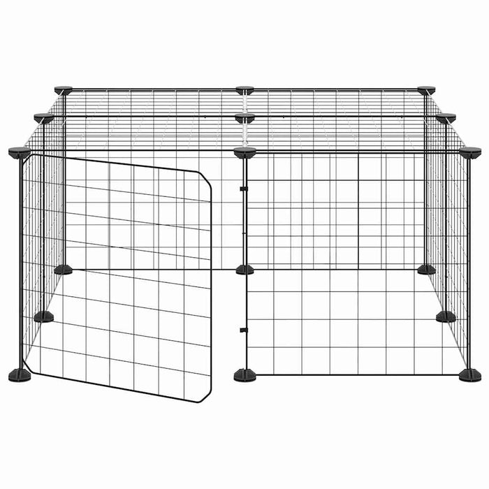 Cușcă animale de companie cu ușă 12 panouri negru 35x35 cm oțel - WALTI WALTI