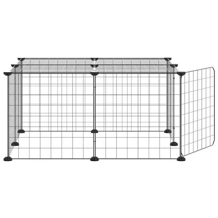 Cușcă animale de companie cu ușă 12 panouri negru 35x35 cm oțel - WALTI WALTI