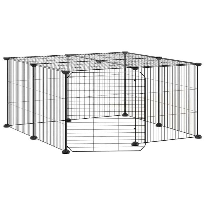 Cușcă animale de companie cu ușă 12 panouri negru 35x35 cm oțel - WALTI WALTI
