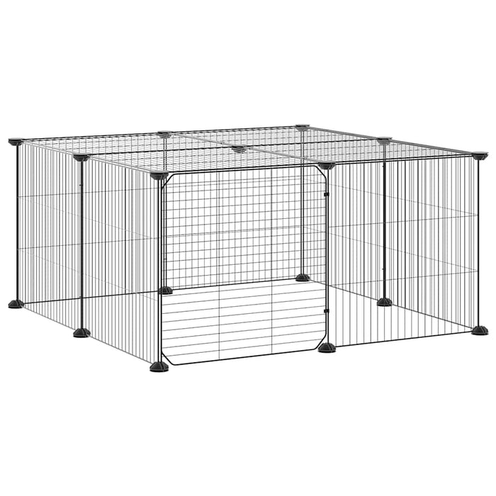 Cușcă animale de companie cu ușă 12 panouri negru 35x35 cm oțel - WALTI WALTI