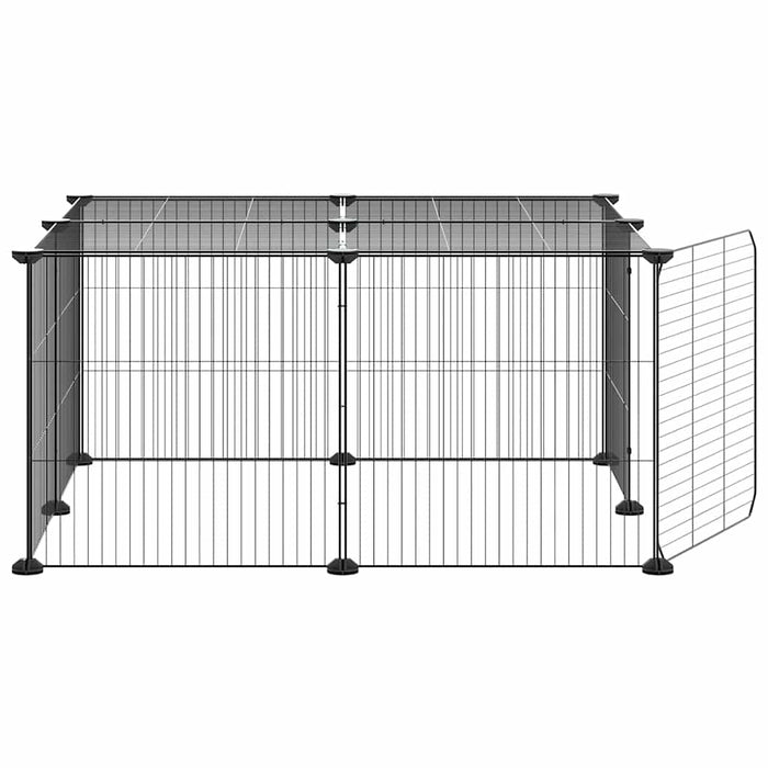 Cușcă animale de companie cu ușă 12 panouri negru 35x35 cm oțel - WALTI WALTI