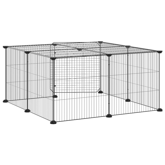 Cușcă animale de companie cu ușă 12 panouri negru 35x35 cm oțel - WALTI WALTI