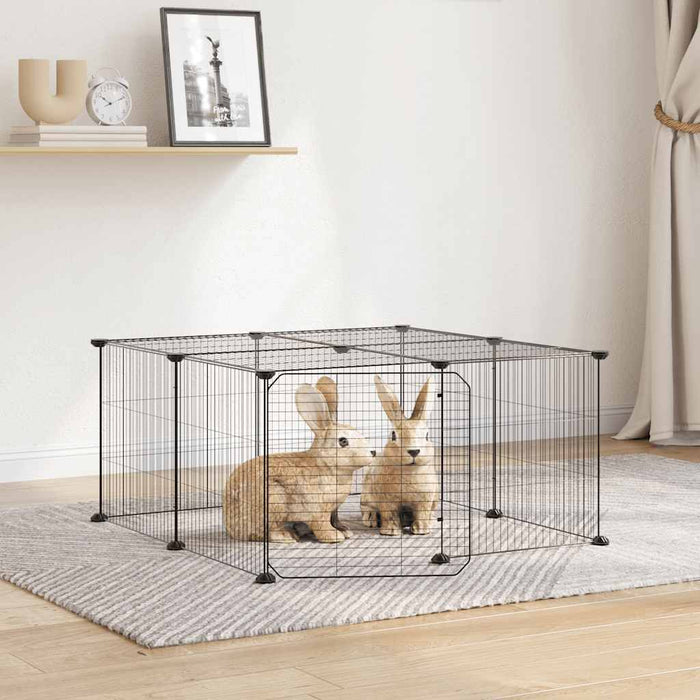 Cușcă animale de companie cu ușă 12 panouri negru 35x35 cm oțel - WALTI WALTI
