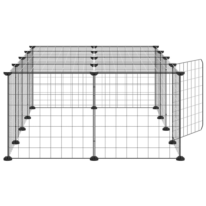 Cușcă animale de companie cu ușă 20 panouri negru 35x35 cm oțel - WALTI WALTI