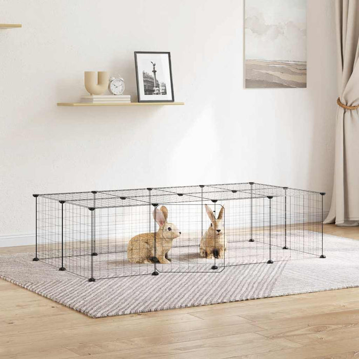 Cușcă animale de companie cu ușă 20 panouri negru 35x35 cm oțel - WALTI WALTI