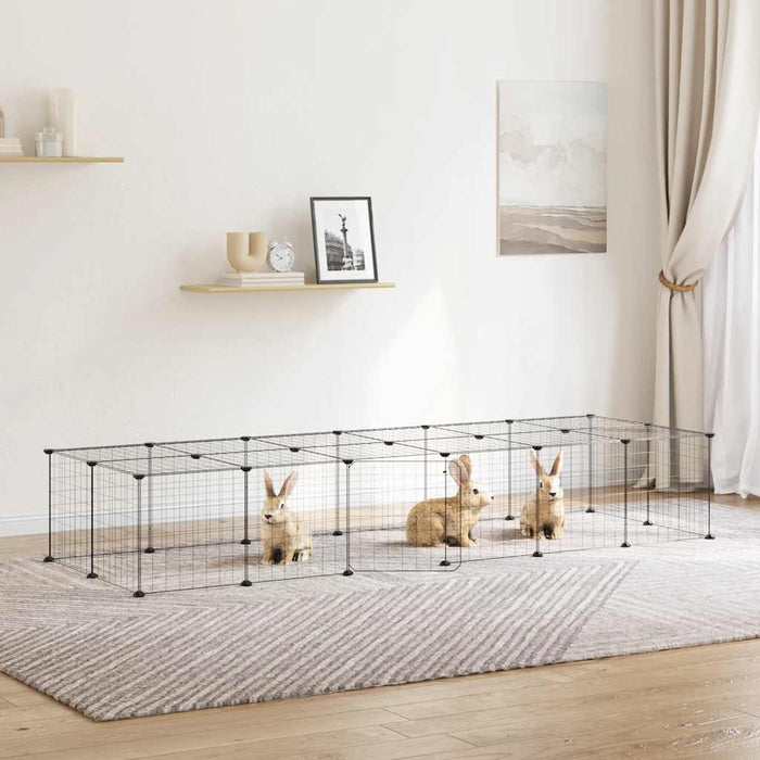 Cușcă animale de companie cu ușă 28 panouri negru 35x35 cm oțel - WALTI WALTI