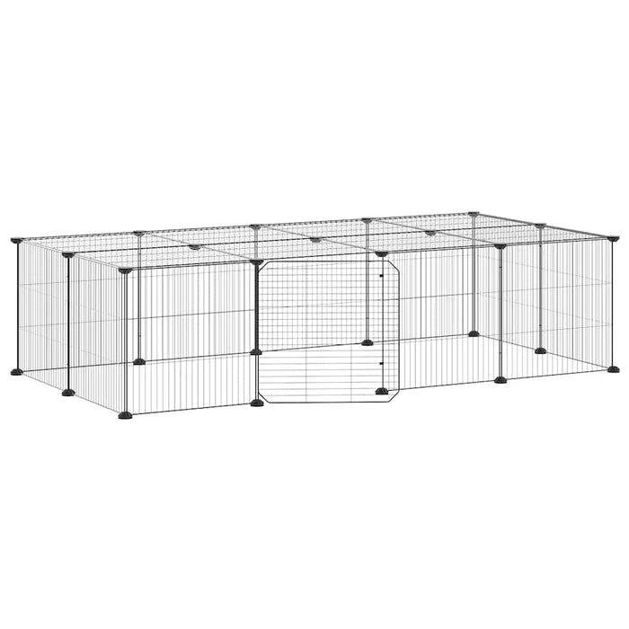 Cușcă animale de companie cu ușă 20 panouri negru 35x35 cm oțel - WALTI WALTI