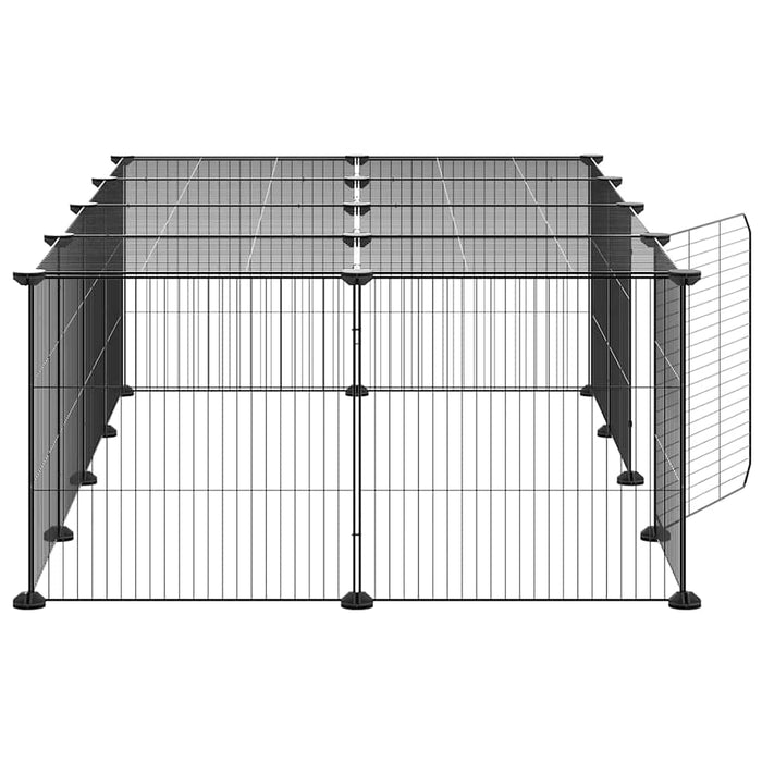 Cușcă animale de companie cu ușă 20 panouri negru 35x35 cm oțel - WALTI WALTI