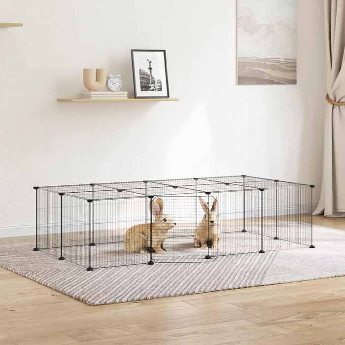 Cușcă animale de companie cu ușă 20 panouri negru 35x35 cm oțel - WALTI WALTI
