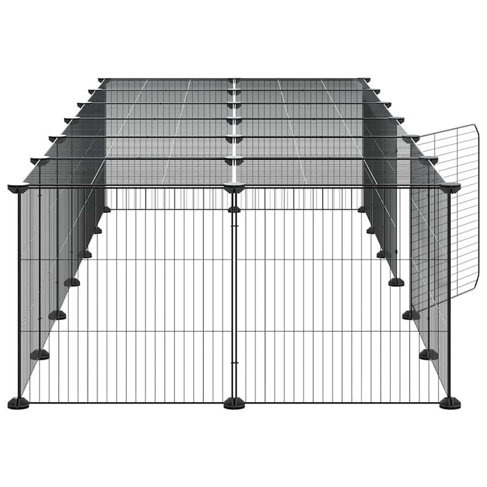 Cușcă animale de companie cu ușă 28 panouri negru 35x35 cm oțel - WALTI WALTI
