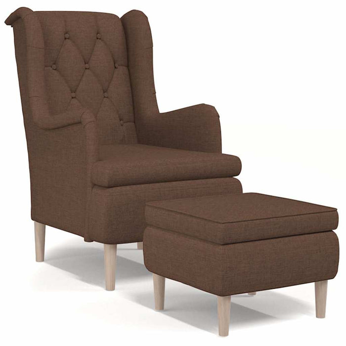 Fotoliu cu taburet, maro, material textil WALTI