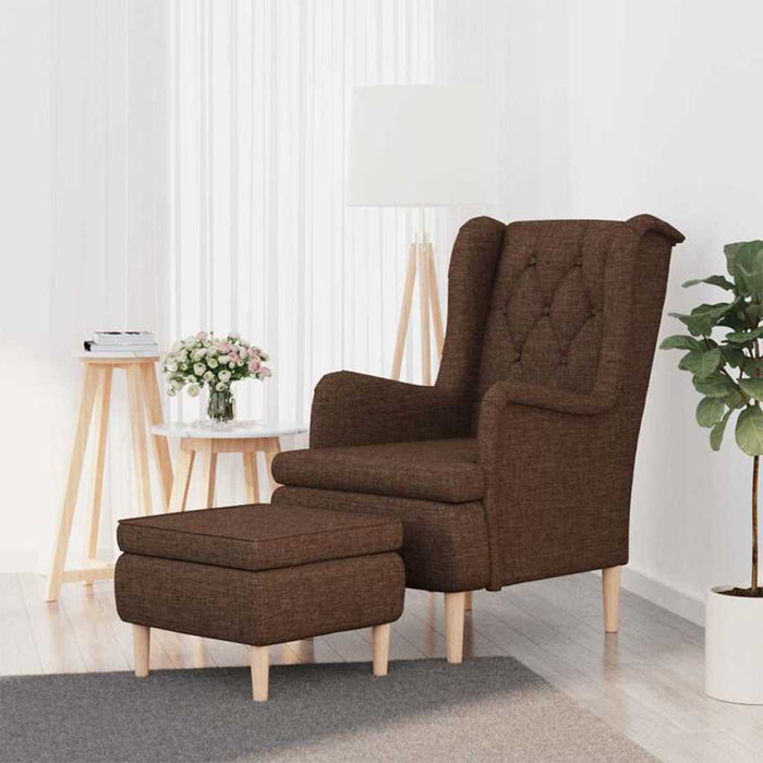 Fotoliu cu taburet, maro, material textil WALTI