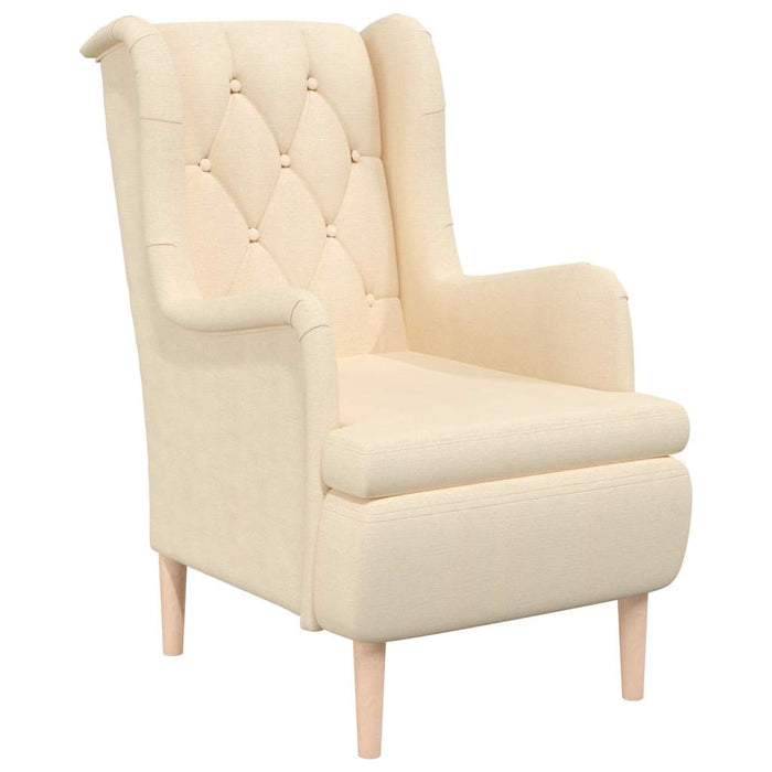 Fotoliu cu taburet, crem, material textil WALTI