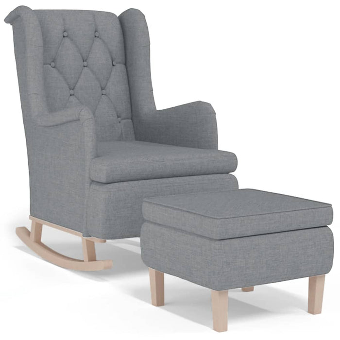 Fotoliu balansoar cu taburet, gri deschis, material textil - WALTI WALTI