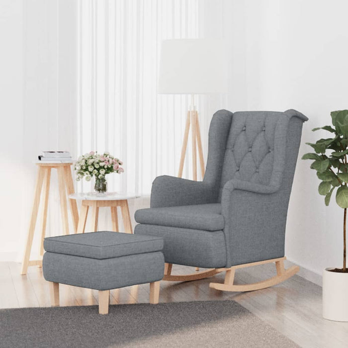Fotoliu balansoar cu taburet, gri deschis, material textil - WALTI WALTI