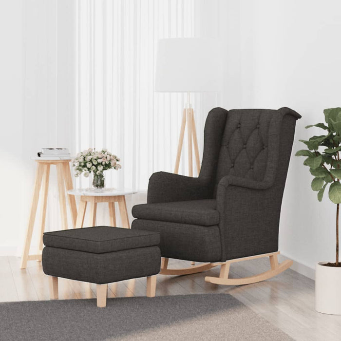 Fotoliu balansoar cu taburet, gri închis, material textil - WALTI WALTI