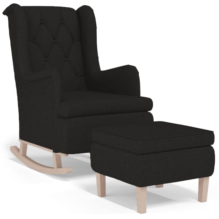 Fotoliu balansoar cu taburet, negru, material textil - WALTI WALTI
