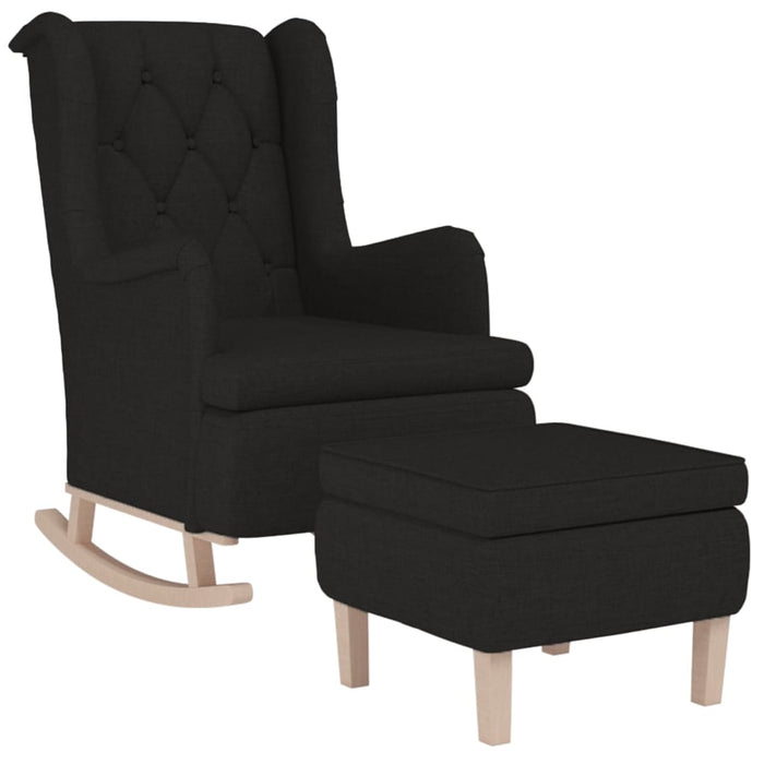 Fotoliu balansoar cu taburet, negru, material textil - WALTI WALTI