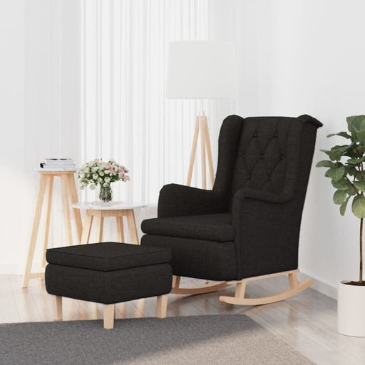 Fotoliu balansoar cu taburet, negru, material textil - WALTI WALTI