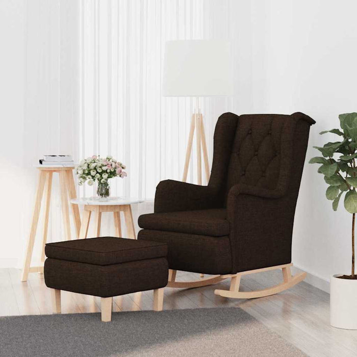 Fotoliu balansoar cu taburet, maro închis, material textil WALTI