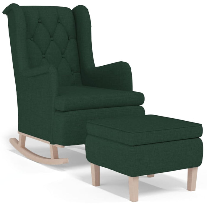 Fotoliu balansoar cu taburet, verde închis, material textil - WALTI WALTI