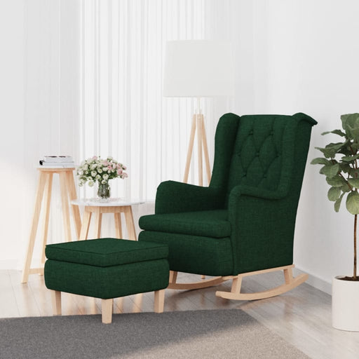 Fotoliu balansoar cu taburet, verde închis, material textil - WALTI WALTI