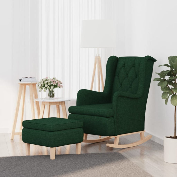 Fotoliu balansoar cu taburet, verde închis, material textil - WALTI WALTI