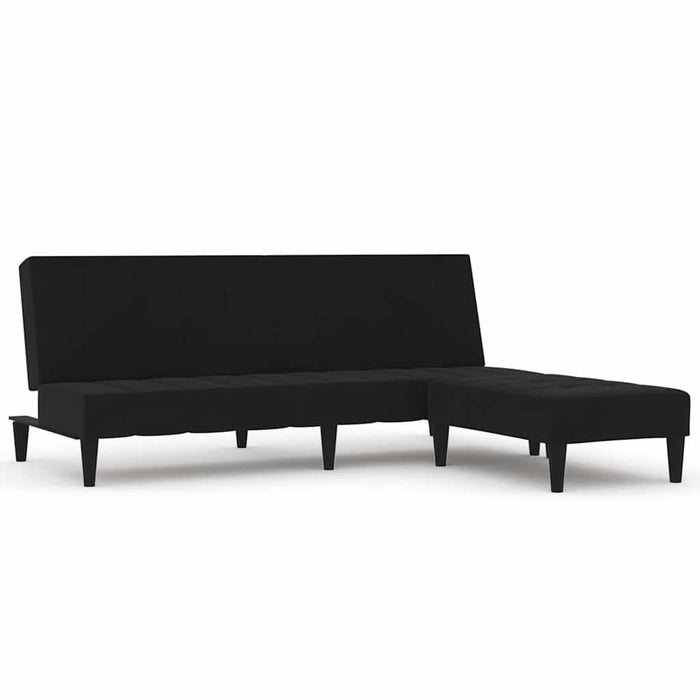 Canapea extensibilă cu 2 locuri cu taburet, negru, microfibră WALTI