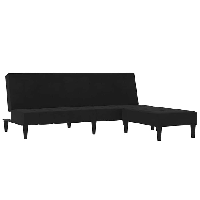 Canapea extensibilă cu 2 locuri cu taburet, negru, microfibră WALTI