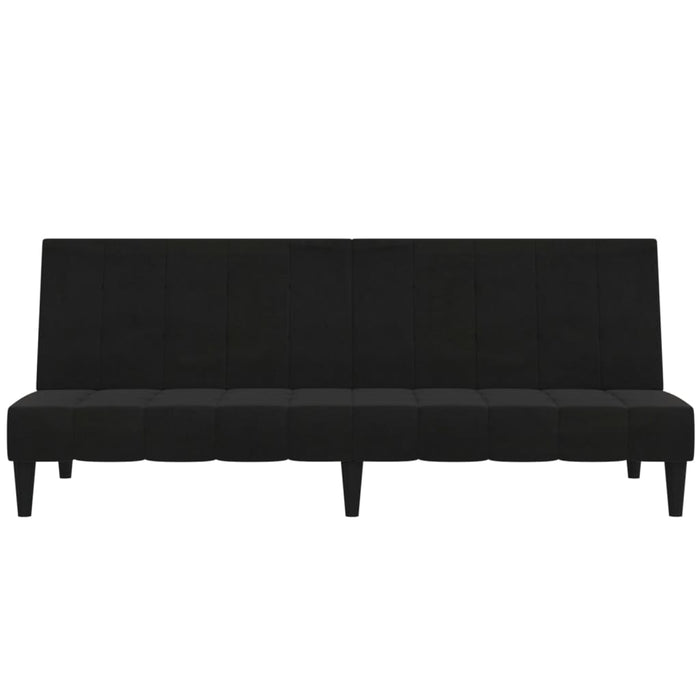 Canapea extensibilă cu 2 locuri cu taburet, negru, microfibră WALTI
