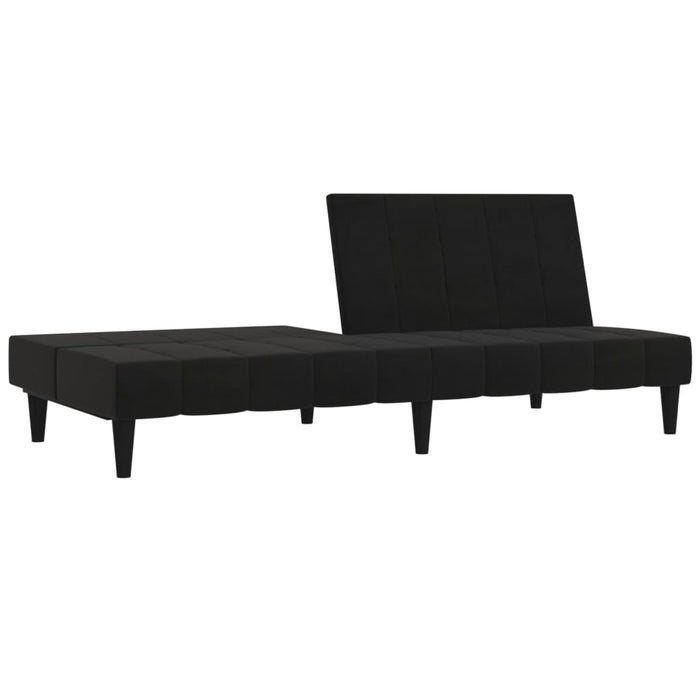 Canapea extensibilă cu 2 locuri cu taburet, negru, microfibră WALTI