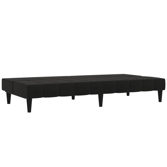 Canapea extensibilă cu 2 locuri cu taburet, negru, microfibră WALTI