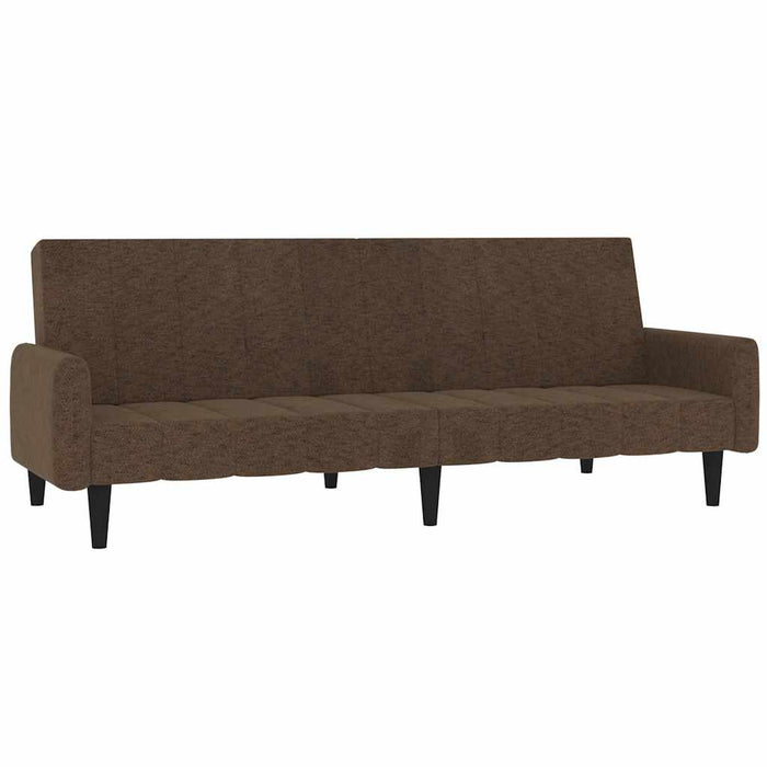 Canapea extensibilă cu 2 locuri cu taburet, maro, microfibră WALTI