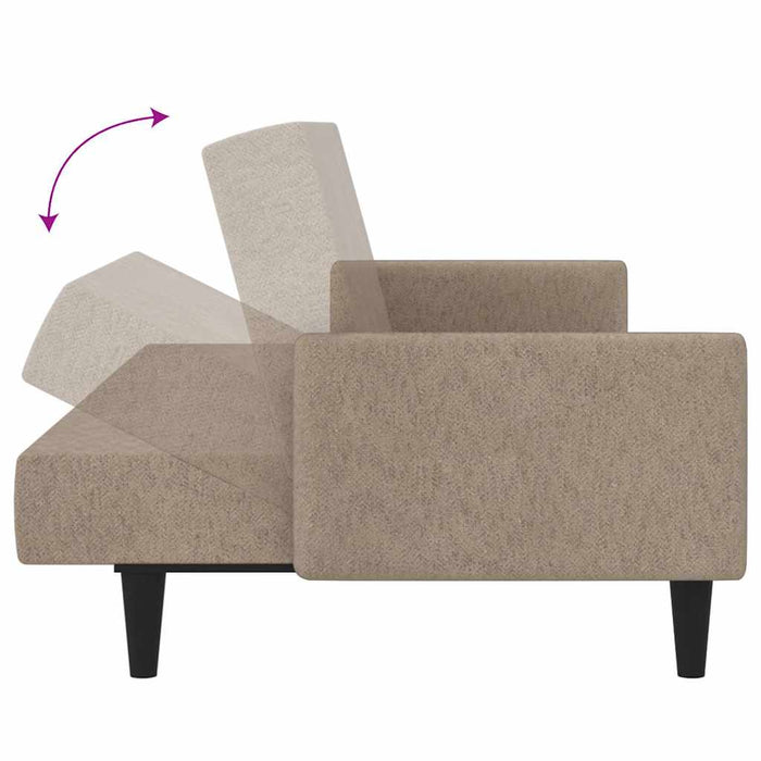 Canapea extensibilă cu 2 locuri cu taburet, taupe, microfibră WALTI
