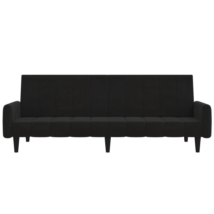 Canapea extensibilă cu 2 locuri cu taburet, negru, microfibră WALTI