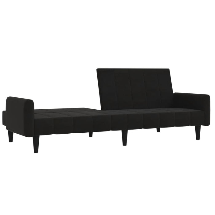 Canapea extensibilă cu 2 locuri cu taburet, negru, microfibră WALTI